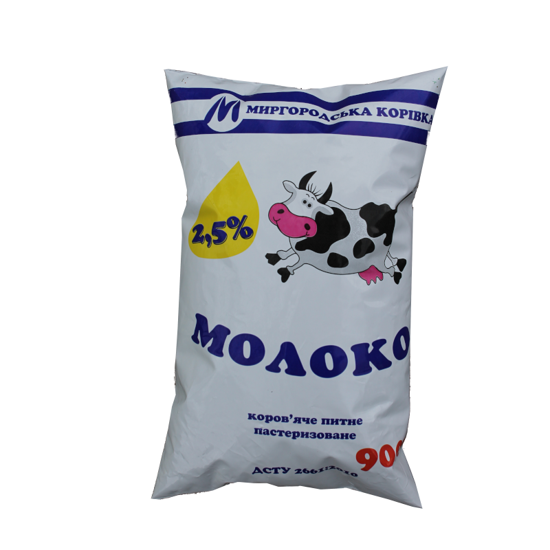 Молоко коров'яче МИРГОРОДСЬКА КОРІВКА, пастеризоване, 2,5%, 900г